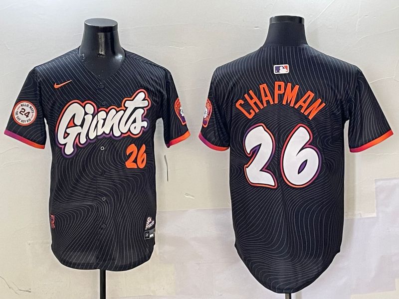 Men San Francisco Giants #26 Chapman Black Second generation Joint Name Nike 2025 MLB Jersey style 10